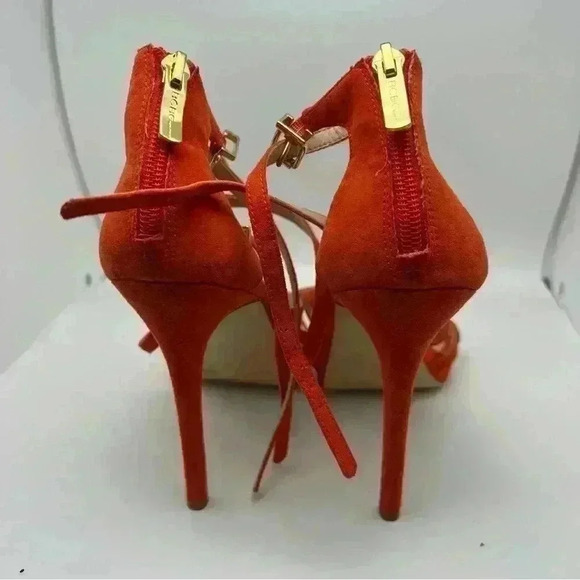 BCBG Generation Orange Suede Strappy Heels Sz 9 - Picture 11 of 15